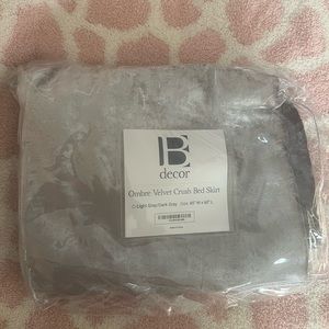 Gray Velvet Dorm Twin XL extended bed skirt